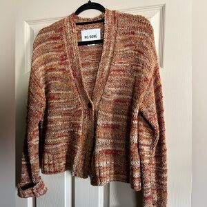FLASH SALE! Re/Done Women's Tweed Cropped Cardigan Fall Colors Size S EUC